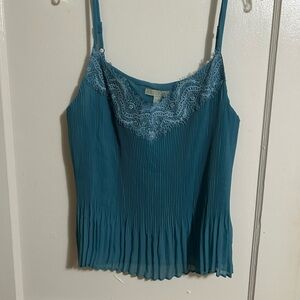INC International Concepts Teal Lace Pleated Camisole